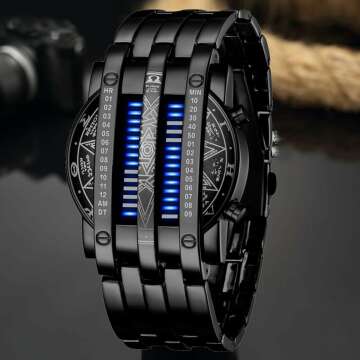 FANMIS Men's Stylish Blue LED Digital Watch - Waterproof