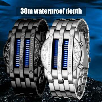 FANMIS Men's Stylish Blue LED Digital Watch - Waterproof