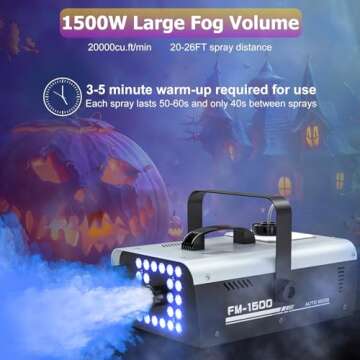 Fog Machine with LED Strobe Lights for Halloween Parties