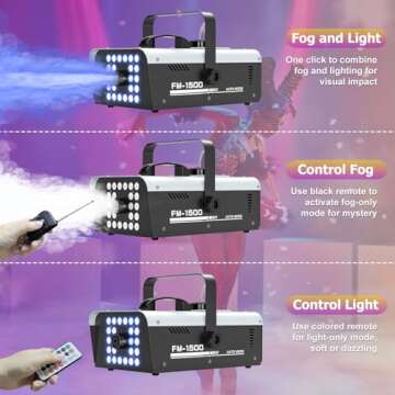 Fog Machine with 24 LED Strobe Lights for Parties