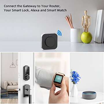 SMONET Smart Door Lock WiFi Gateway, Bluetooth Keyless Entry Electronic Door Lock Wi-Fi Bridge, TTLock Smart Deadbolt WiFi Hub Work with Alexa