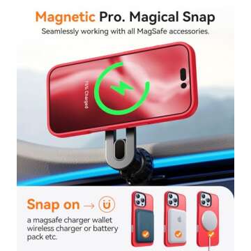 CANSHN Magnetic Compatible with iPhone 16 Pro Case [Compatible with Magsafe] [Translucent Matte] Slim Thin Shockproof Protective Bumper Phone Case Cover 6.3 Inch - Red