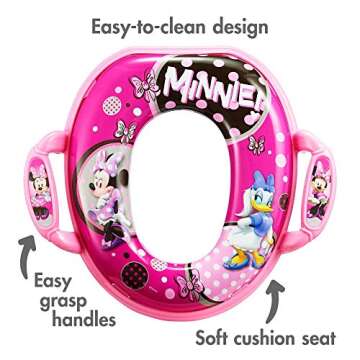 The First Years Disney Minnie Mouse Soft Potty Seat - Cushioned Toddler Toilet Seat Attachment - Toddler Potty Training Toilet Seat with Handles - Ages 18 Months and Up