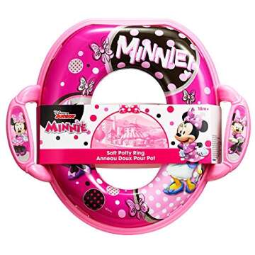 The First Years Disney Minnie Mouse Soft Potty Seat - Cushioned Toddler Toilet Seat Attachment - Toddler Potty Training Toilet Seat with Handles - Ages 18 Months and Up