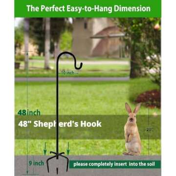 MAXZONE Outdoor Shepherd Hook with 5 Prong Base, Bird Feeder Pole Stand, Adjustable Heavy Duty Garden Hanging Stake for Solar Light Plant Hanger Wedding Decor