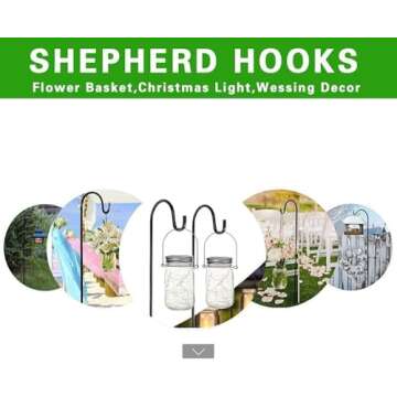 MAXZONE Outdoor Shepherd Hook with 5 Prong Base, Bird Feeder Pole Stand, Adjustable Heavy Duty Garden Hanging Stake for Solar Light Plant Hanger Wedding Decor