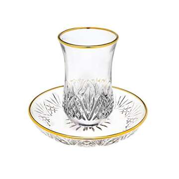 Godinger Dublin Crystal Kiddush Cup and Saucer with Gold Edge