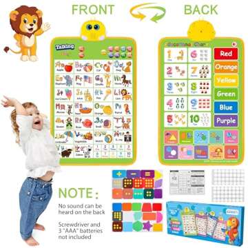 Electronic Alphabet Wall Chart, Talking ABC, 123s, Music Poster, Kids Montessori Toys for Toddlers 2-4, Interactive Educational Toddler Toy, Learning Gift for Age 1 2 3 4 5 Year Old Boys Girls - Green