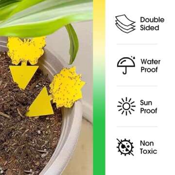 Cleanuper 58 Pcs Flying Insect Traps for Plants,Indoors, Outdoors, Kitchen, Office, Yellow Sticky Traps for Fungus Gnat, Fly and Flying Insects, Non-Toxic & Odorless, Kid & Pet Safe, Economic Pack