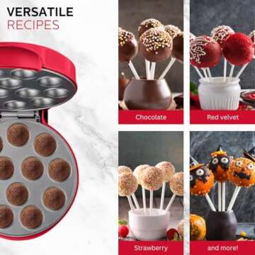 Holstein Housewares Cake Pop Maker, Red - Makes 12 Cake Pops, Non-Stick Coating, Perfect for Birthday and Holiday Parties