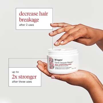 Briogeo Don't Despair, Repair! Deep Conditioning Mask, Deep Conditioner for Dry Damaged or Color Treated Hair, Prevent Future Breakage, Protein Mask for Stronger Hair, Vegan, Cruelty-Free, 2 fl oz