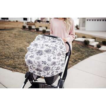 Copper Pearl Multi-Use Cover: Car Seat Covers, Nursing Cover, and Stroller Cover for Sun - Stretchy Fabric, All-Season Use, Stylish Designs, Easy Access for Moms - Rowan