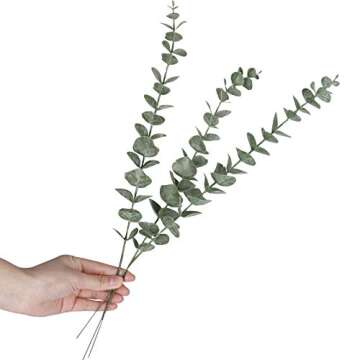 FUNARTY 15pcs 18" Tall Eucalyptus Stems Decor Artificial Greenery Stems Green Decor Artificial Flowers Bulk for Wedding Centerpiece Farmhouse Home Decoration