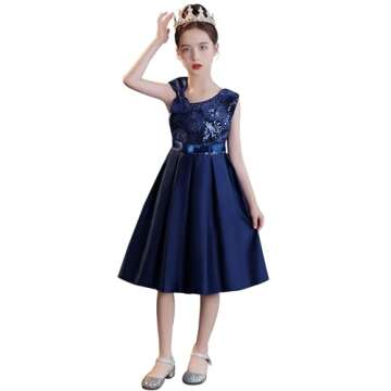 Elegant Cichic Flower Girl Wedding Dress for 2-9T - Blue Sequins Charm