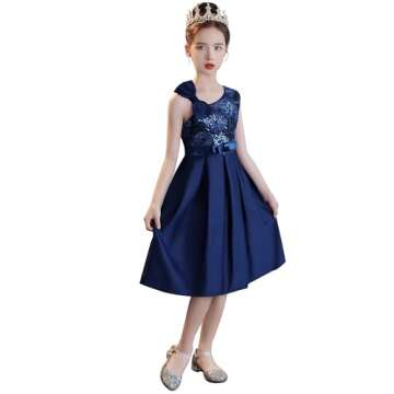 Cichic Elegant Flower Girl Dress Blue Sequins 2-9T