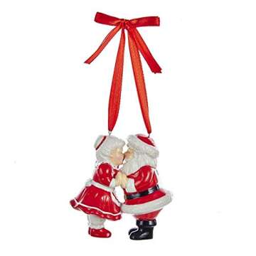 Kurt Adler Porcelain Kissing Santa And Mrs. Claus Christmas Ornament