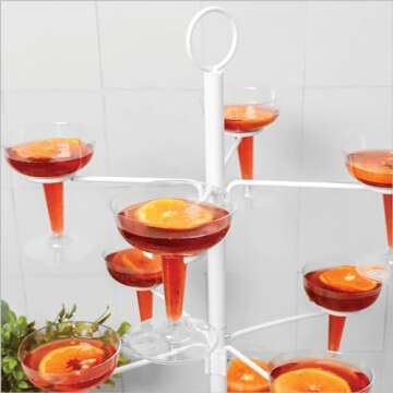 Cocktail Tree Stand, Wine Glass Flight Tasting Display For Drinks, 3 Tier - 12 Holders For Champagne, Cocktails, Martini, Margarita Cups at Weddings, Bridal Shower, Mimosa Bar Parties & Events (White)