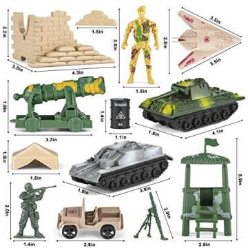 Divwa Army Men Toys for Boys 8-12, Military Soldier Army Base 160 Pcs Set Including WW2 Khaki Green Plastic Army Men Figure and Accessories with Handbag for Kid Boy Toddler Age 6-12 8-12