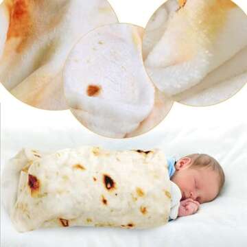 Baby Stuff Burrito Tortilla Blanket White Elephant Gifts for Newborn Boy Girl Shower Swaddle Throw Blankets Wrap Toddler 39in Soft Flannel Taco Food Novelty Funny Gag Pets