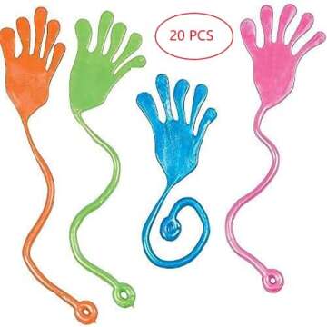 Tuko 20PCS Sticky Hands, Sticky Finger, Kids' Party Favor Sets， Fun Toys, Wacky Fun Stretchy Sticky Hands, Party Favors, Birthday Parties, Toys for Sensory Kids,20PCS