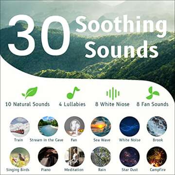 Easysleep Sound White Noise Machine with 25 Soothing Sounds and Night Lights with Memory Function 32 Levels of Volume and 5 Sleep Timer Powered by AC or USB for Sleeping Relaxation (Wood)