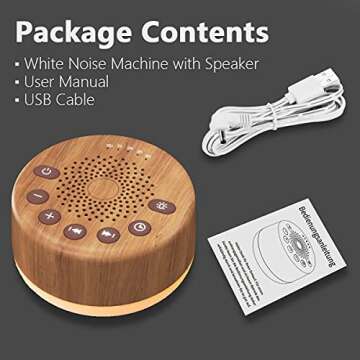 Easysleep Sound White Noise Machine with 25 Soothing Sounds and Night Lights with Memory Function 32 Levels of Volume and 5 Sleep Timer Powered by AC or USB for Sleeping Relaxation (Wood)