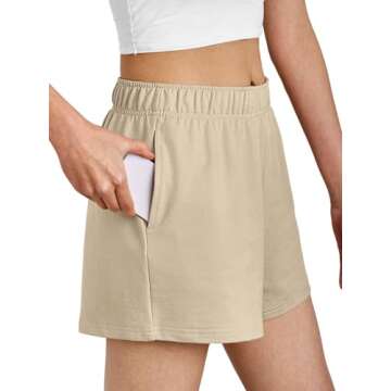 AUTOMET Womens Sweat Shorts Trendy Casual Athletic Running Summer Vacation Outfits Comfy 2025 Fashion Workout Clothing Khaki L