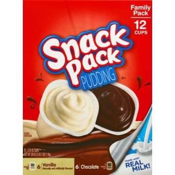 Snack Pack Chocolate and Vanilla Flavored Pudding Cups Family Pack, 12 Count Pudding Cups (1 Pack)