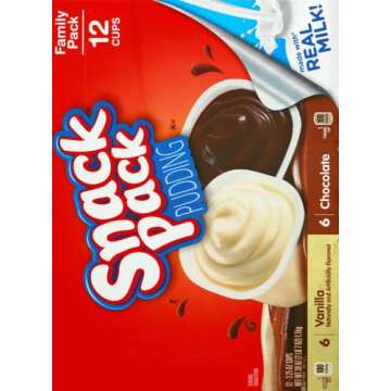 Snack Pack Chocolate and Vanilla Flavored Pudding Cups Family Pack, 12 Count Pudding Cups (1 Pack)