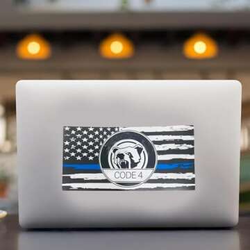 Thin Blue line Sticker Code 4,Thin Blue Line Flag Car Decal,Police Support Stickers American Flag Thin Blue Line Decal for Cars Trucks Window Laptop