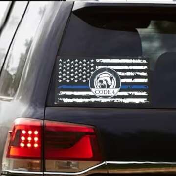 Thin Blue line Sticker Code 4,Thin Blue Line Flag Car Decal,Police Support Stickers American Flag Thin Blue Line Decal for Cars Trucks Window Laptop