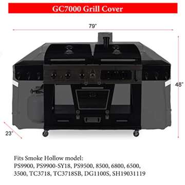 GC7000 Grill Cover for Smoke Hollow 4 in 1 Combo PS9900 PS9900-SY18 47180T, Pit Boss Memphis Ultimate Grill, Waterproof 600D Polyester Outdoor Barbecue Cover for Pit Boss KC Combo Platinum Series