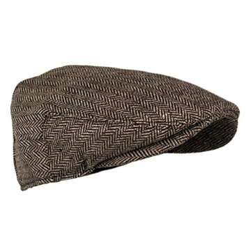 Wonderful Fashion Men's Classic Herringbone Tweed Wool Blend Newsboy Ivy Hat (Brown, SM)