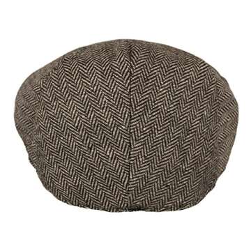 Wonderful Fashion Men's Classic Herringbone Tweed Wool Blend Newsboy Ivy Hat (Brown, SM)