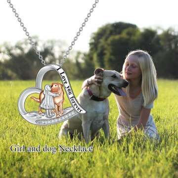 Dog Lover Necklace in Sterling Silver with Heart