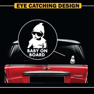 TOTOMO Baby on Board Sticker for Cars Funny Cute Safety Caution Decal Sign for Car Window and Bumper No Need for Magnet or Suction Cup - Carlos from The Hangover