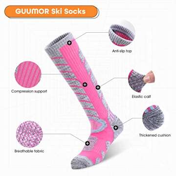 GUUMOR Ski Socks Womens Mens Skiing Snowboarding Socks Warm Winter Thermal 4 Pairs