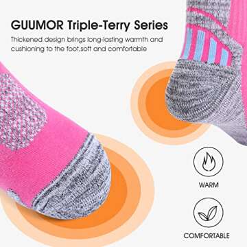 GUUMOR Ski Socks Womens Mens Skiing Snowboarding Socks Warm Winter Thermal 4 Pairs