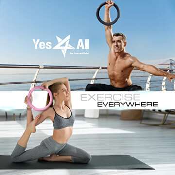 Yes4All Power Ring 10lbs, Weight Ring, Weighted Circle, Kettlebell for Yoga Exercise, Aerobics, Home Fitness, Core Training - 10 Pink