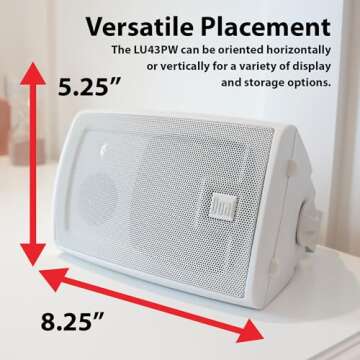 Dual Electronics 4" 3-Way High Performance Outdoor Indoor Speakers with Powerful Bass, Effortless Mounting Swivel Brackets, All Weather Resistance, Sold in Pair, LU43PW