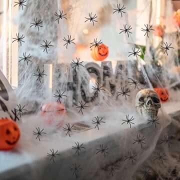 Halloween Spider Web Decorations with 30 Fake Spiders, Cover Up to 900 sq.ft Space Super Stretch Cobwebs for Halloween Indoor/Outdoor Party Decor