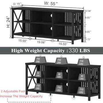 LVB TV Stand, Farmhouse Modern Entertainment Center with Storage for Bedroom, Mid Century Wood Rustic Industrial Minimalist TV Console Table for Living Room Home, Gray Oak……