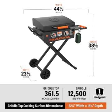 Blackstone 1935 On The Go Scissor-Leg Griddle with Hood - 22"