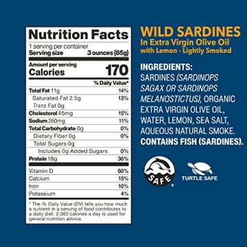 Wild Planet Sardines in Olive Oil with Lemon 4.375 oz