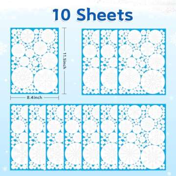 1000Pcs Snowflake Christmas Window Clings - Snowflake Christmas Window Decorations Stickers for Glass Windows Christmas Decorations Indoor Wtiner Holiday Office Bedroom Decor (10 Sheets)