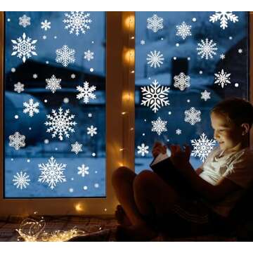 1000Pcs Snowflake Christmas Window Clings - Snowflake Christmas Window Decorations Stickers for Glass Windows Christmas Decorations Indoor Wtiner Holiday Office Bedroom Decor (10 Sheets)