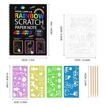 ZMLM Scratch Paper Art Set: 2 Pack Rainbow Scratch Off Crafts Supplies Kits for Age 3 4 5 6 7 8-12 Kids Gift Toy for Girls Boy Teen Birthday|DIY Party Favor|Christmas|Halloween|Coloring Fun Activity