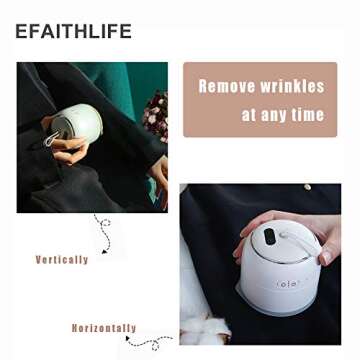 E-Faith EFAITHLIFE Garment Steamer for Clothes Steamers Handheld Fabric Steam Travel Iron Mini Generator Portable Cordless Iron for Cleaning Upgrade Clothing Wrinkle Remover for Kitchen Home Use