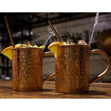 Moscow Mule Copper Mugs Set of 2 - Solid Copper Handcrafted Copper Mugs for Moscow Mule Cocktail - 16 Ounce - Shot Glass Included - Gift Set