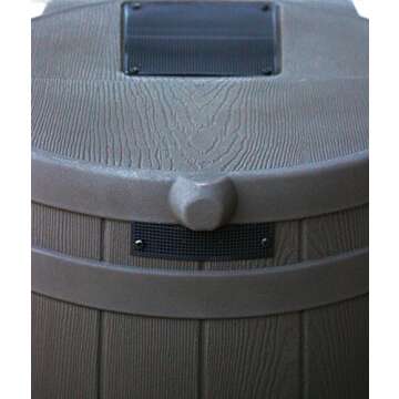 Good Ideas Rain Wizard 50 Gallon Plastic Rain Barrel for Outdoor Rainwater Collection and Storage Features a Metal Spigot and Flat Back Design, Oak